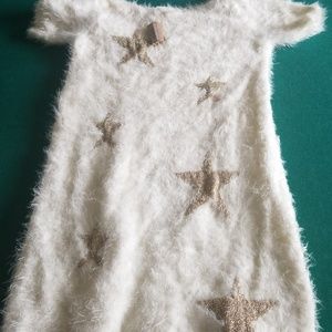 White with stars fluffy long sweater